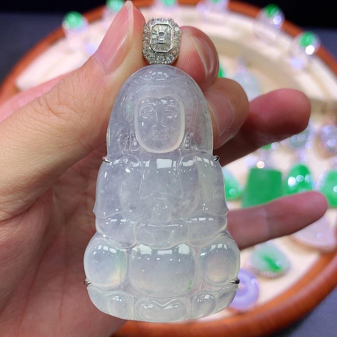 翡翠18K金镶嵌吊坠(不含链)
