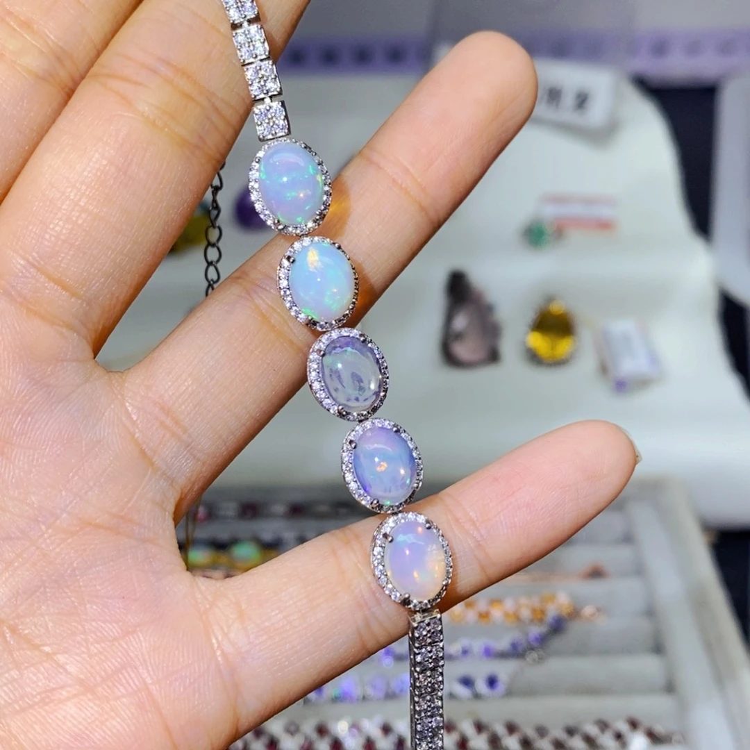 银S925镶嵌欧泊手链