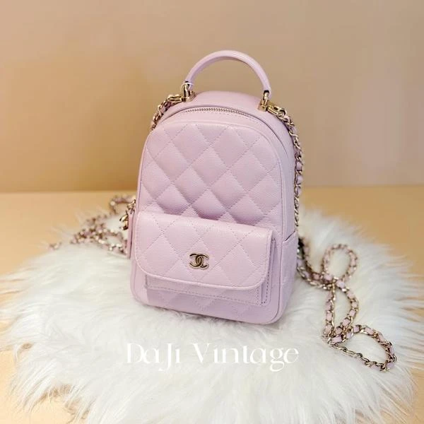 大吉中古/香奈儿24A浅紫色mini双肩包