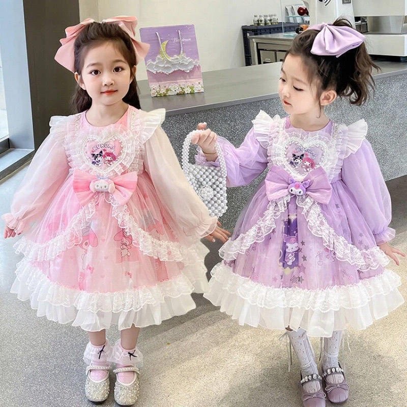 新款女童洋气春款蕾丝美乐蒂洛丽塔蓬蓬裙公主裙女小童库洛米裙子