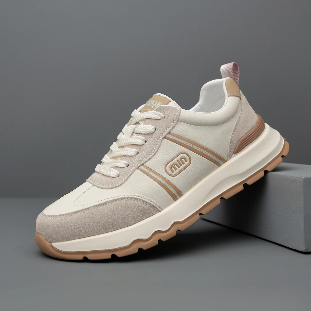 2025秋季系带软底厚底小白鞋运动休闲鞋休闲皮鞋百搭透气男士潮鞋