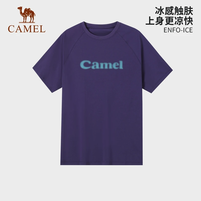 骆驼户外速干T恤男透气吸汗弹力短袖圆领t冰感原纱防晒速干衣女