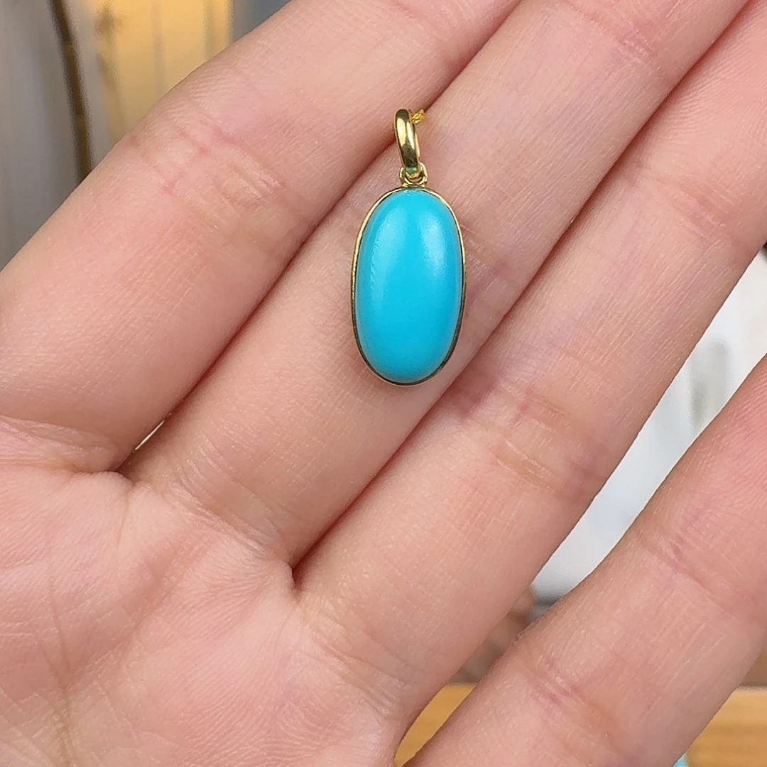 绿松石18K金镶嵌挂件