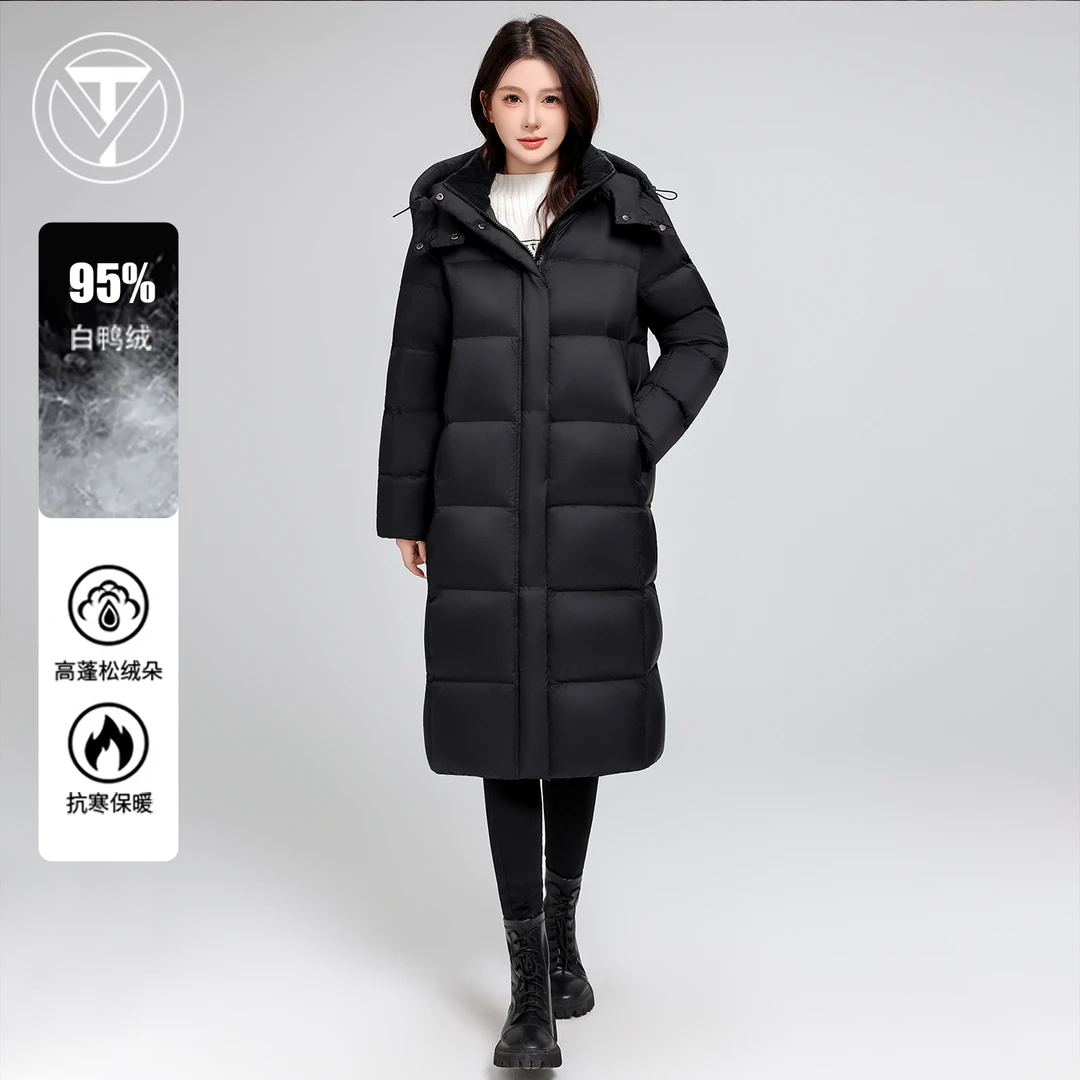 羽淘长款羽绒服女2025新款加厚保暖羽绒外套极寒过膝白鸭绒防寒服