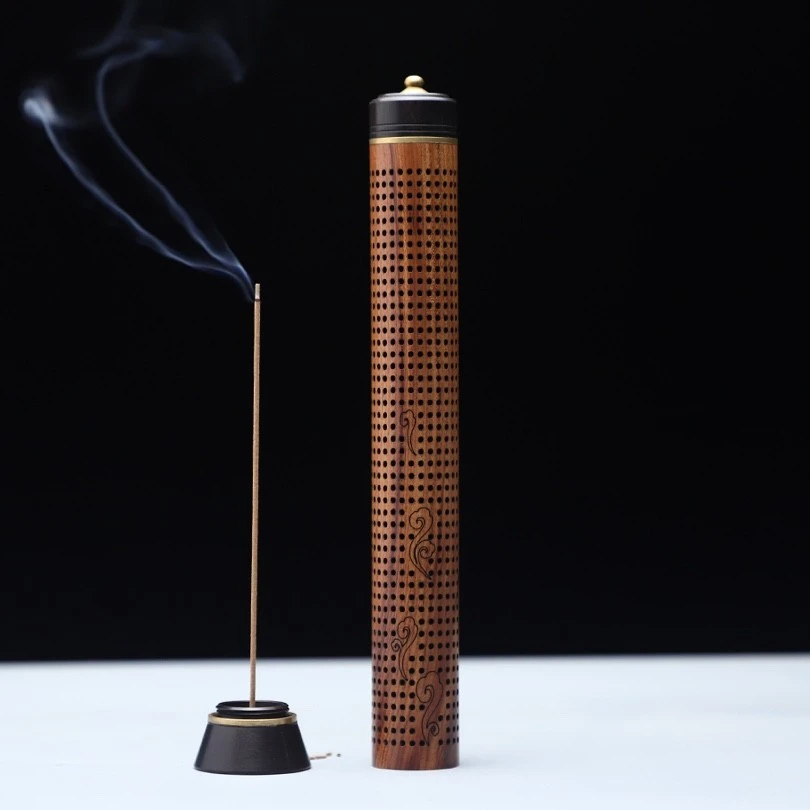 澜潮古塔紫光檀立式香插客厅卧室创意摆件香薰炉线香炉