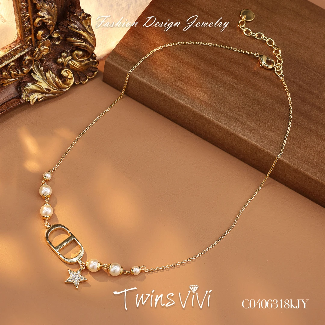 铜合金仿珍珠项链 Twins VIVI  轻奢猪鼻星星项链/C04063