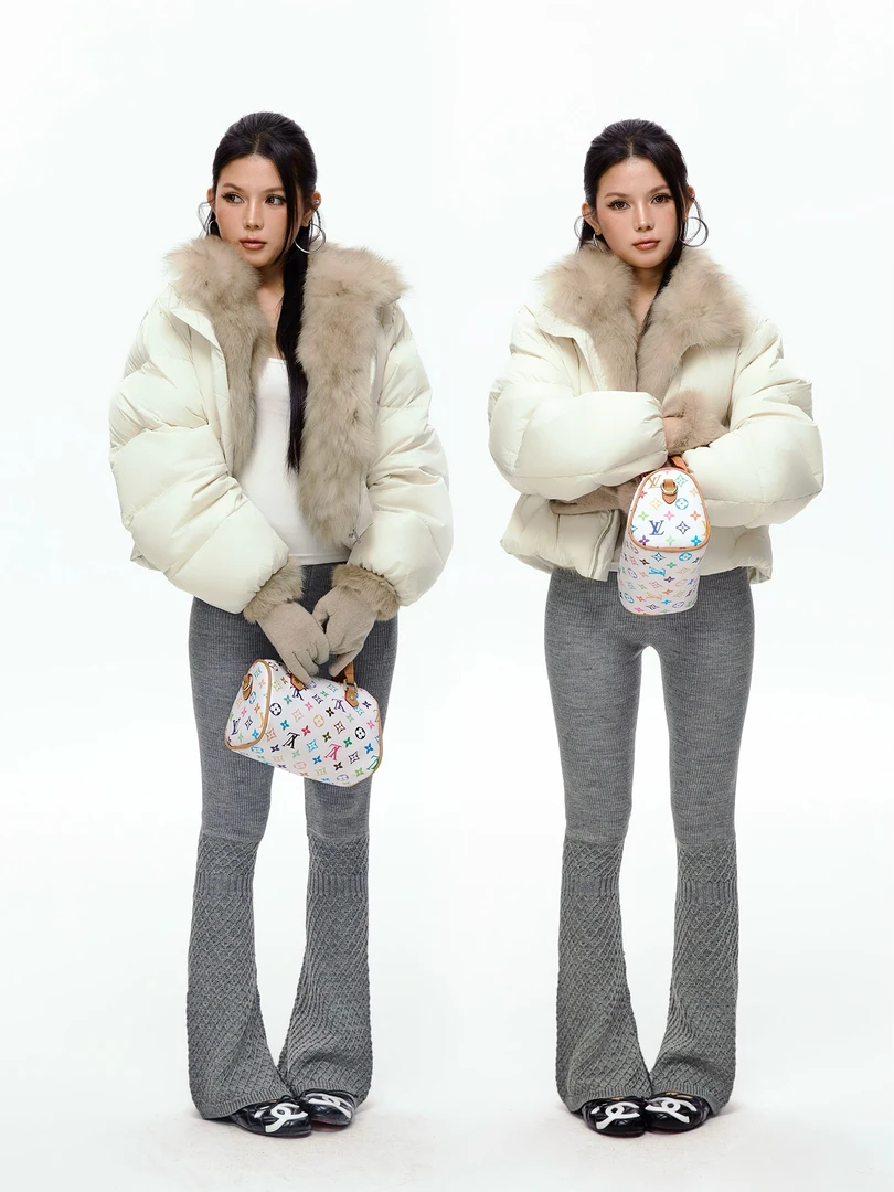 【现货真毛领】新国标90白鸭绒高质感蓬松狐狸毛羽绒服保暖外套