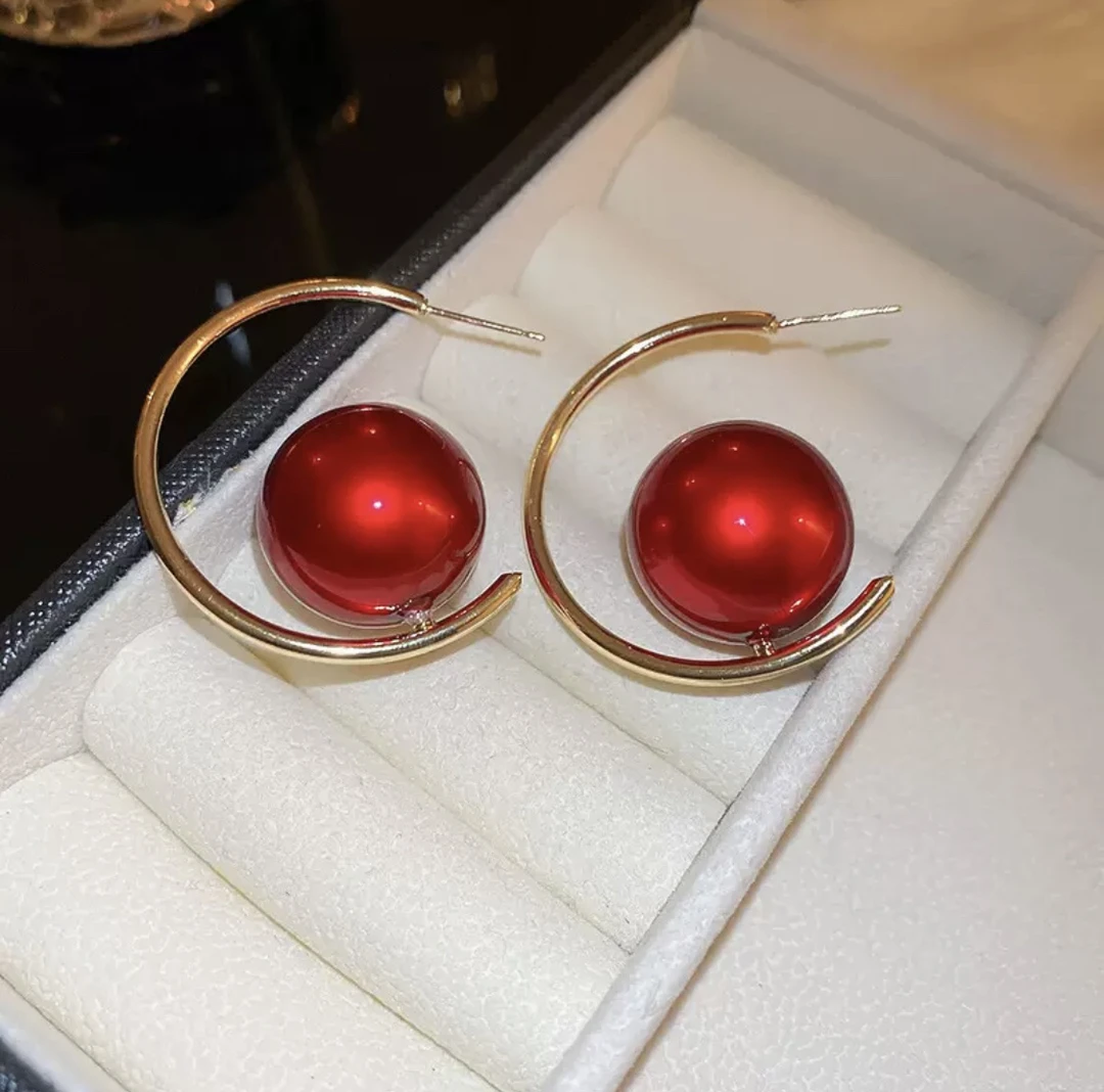 铜合金仿珍珠耳饰 Y·M【红玫瑰】百搭气质耳环珠珠