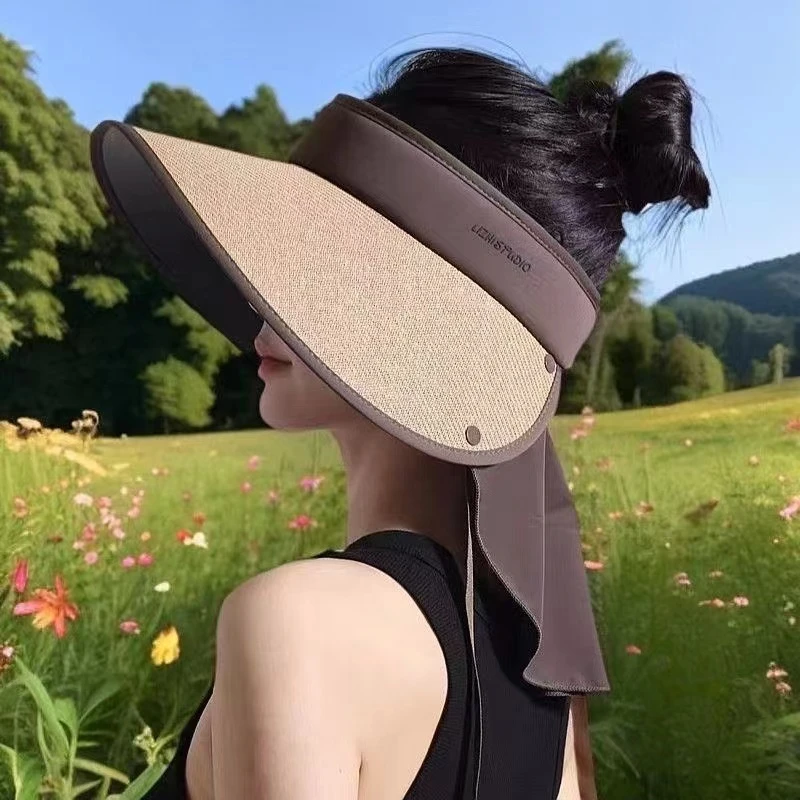 【6.0Pri遮阳帽】可拆卸披肩护颈新款草编帽夏季空顶遮阳防晒帽