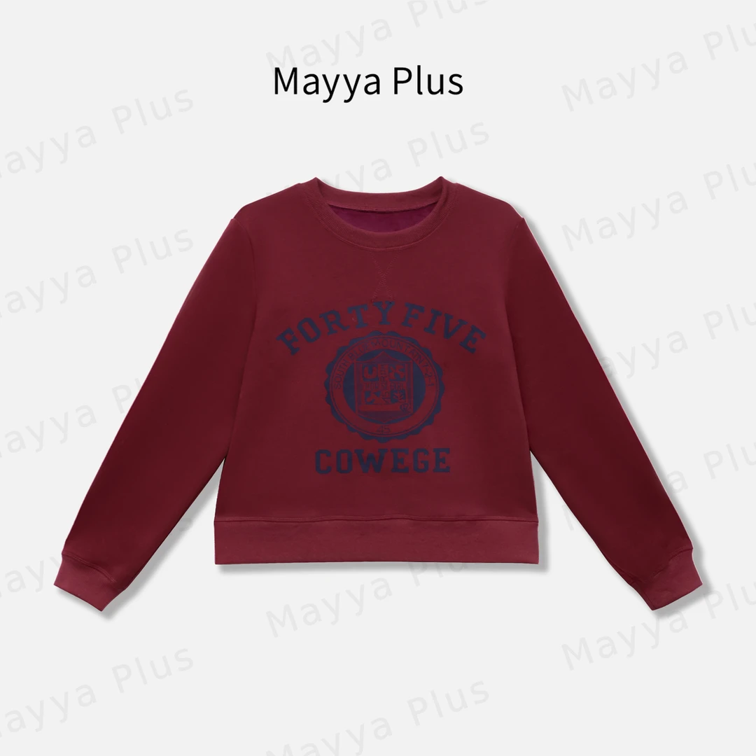 【剑桥班】Mayya Plus麦芽定制美式复古流光风印花显瘦卫衣32546510
