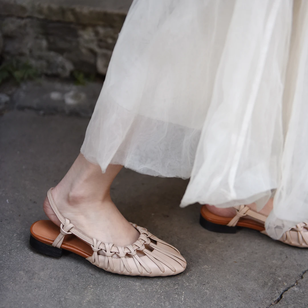 Artmu阿木原创手工小众真皮包头凉鞋女款镂空软底不累脚358-16