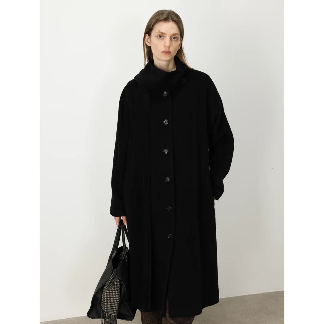 THESOONG|阿拉善優質驼绒"立体剪裁线条感毛呢大衣HBDY5152