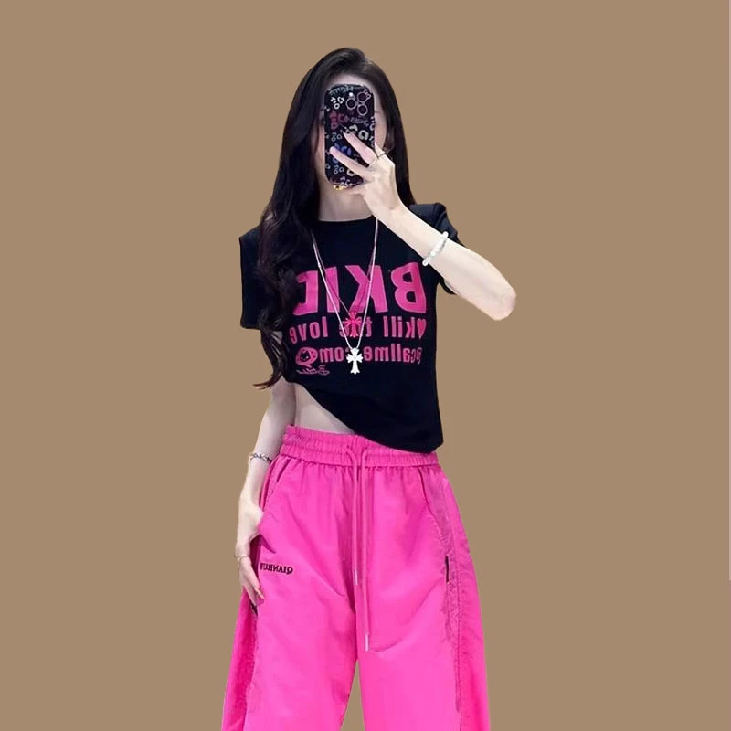 大码胖妹妹显瘦圆领短袖T恤女2025新款夏款薄透气大码显瘦打底衫