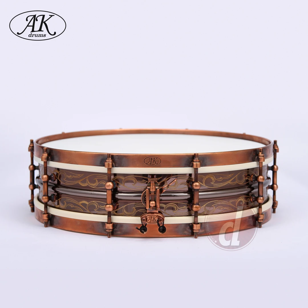 意大利AK手工 Black Beauty #08 15x4英寸0.7mm雕花黄铜小军鼓