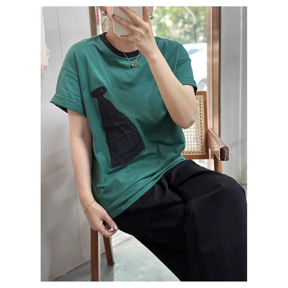 ZR004 夏季新款宽松印花圆领短袖T恤女