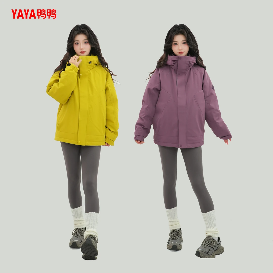 YAYA/鸭鸭2025年新款户外休闲防水连帽防风保暖羽绒外套M-5W006L
