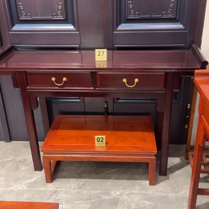 紫檀木类成套家具東*楊刺猬紫檀1.2米翘头带抽条案