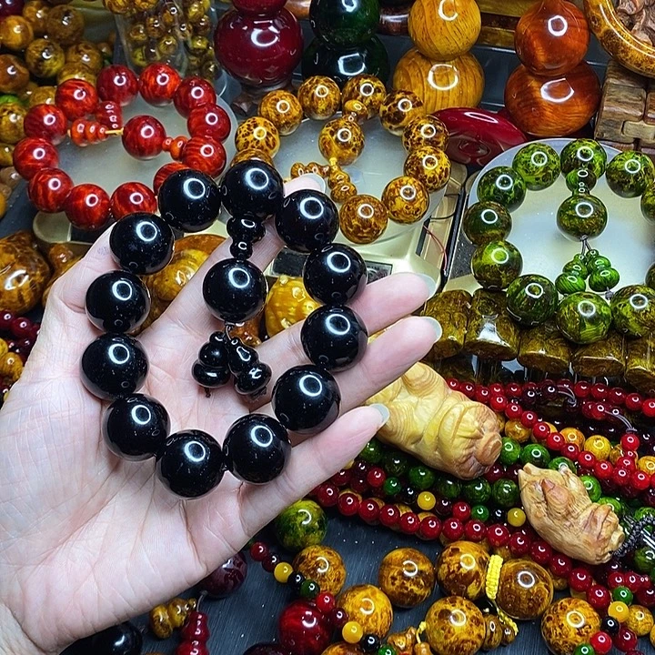 松木琥珀木文玩手串