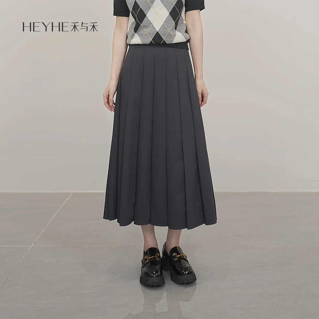 小禾【风琴半裙】经典百搭法式气质高腰显瘦中长休闲a字百褶半身裙