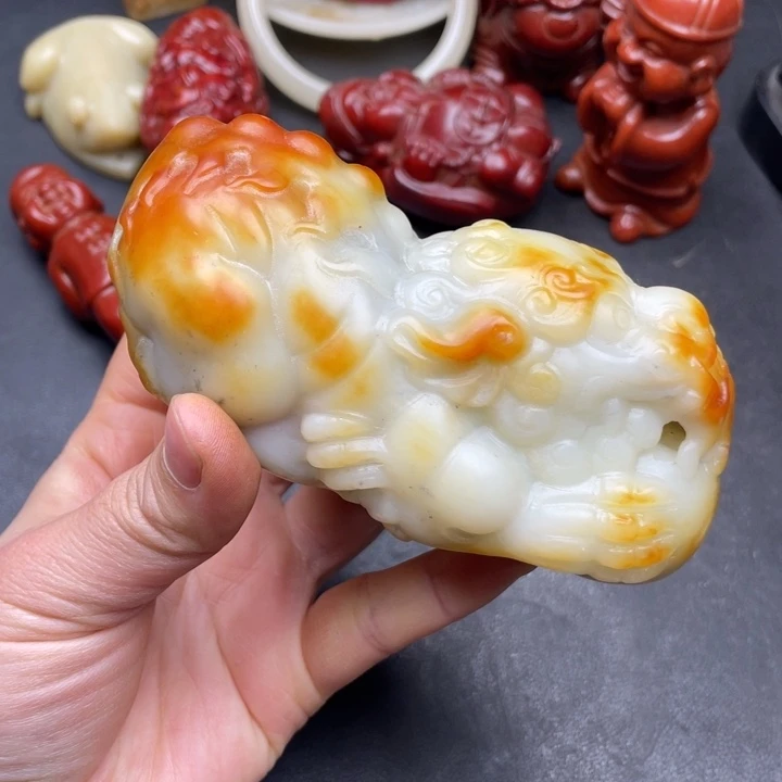 白玉菩提把件摆件