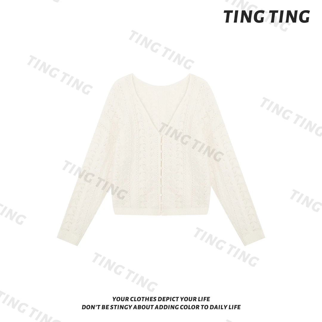 【婷婷】《千呼万唤》超百搭！ 立体钩花毛衣开衫 TT2SQTZ2131【Q】