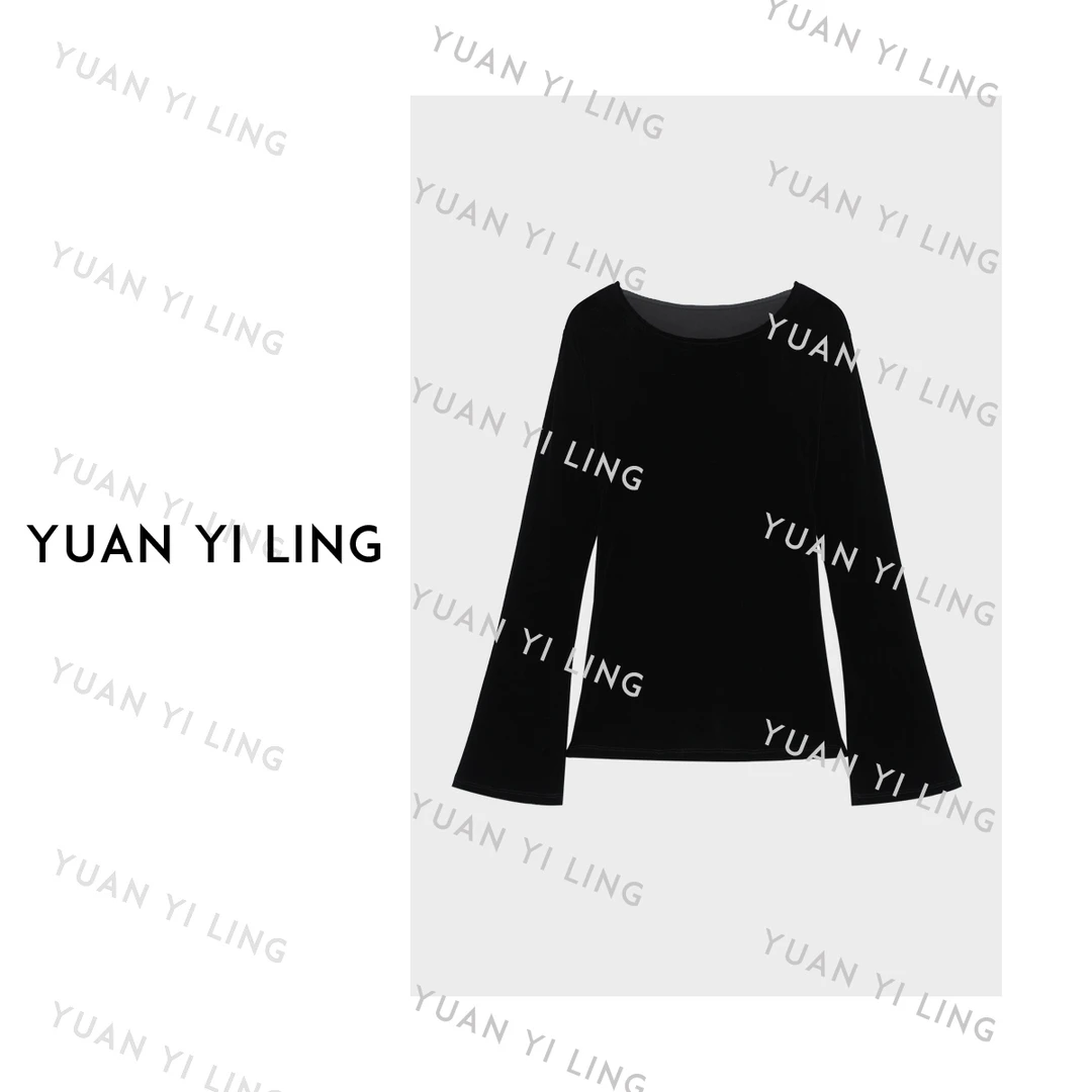 袁艺灵【黑加仑】秋冬圆领气质绑带法式上衣轻奢时尚(不能机洗)