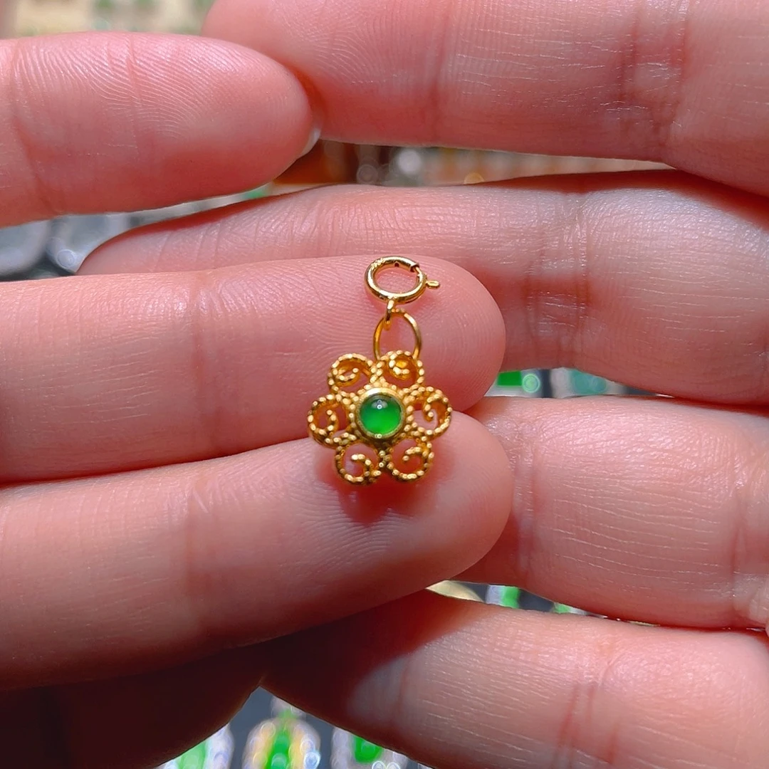 翡翠银S925镶嵌吊坠(不含链)