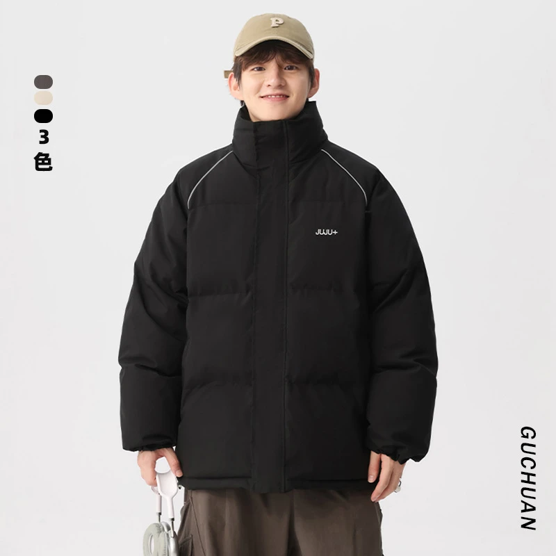 古川男装|冬季立领宽松大码保暖棉服男士日系加厚潮牌情侣棉衣面