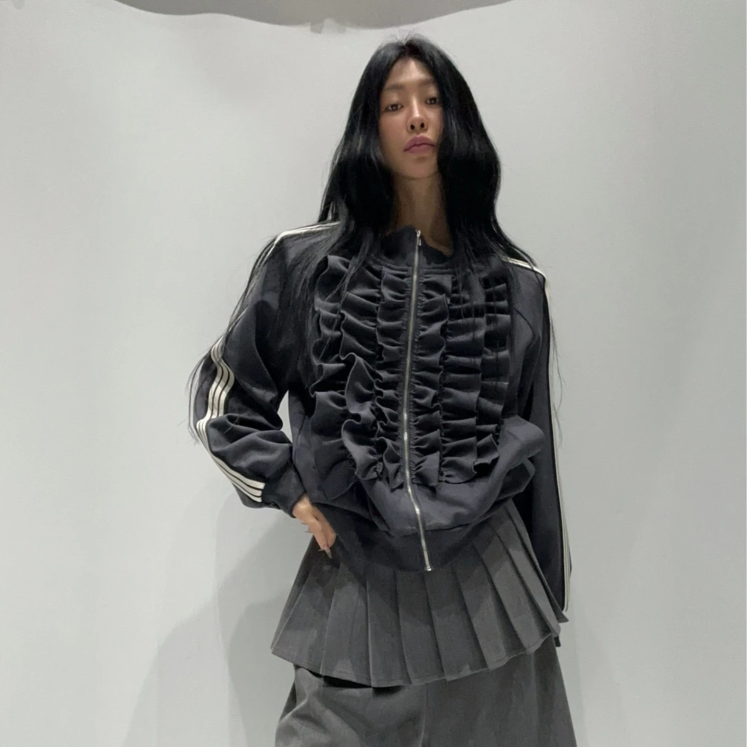 VIVISPLENDID19923#（定制款NO退NO换）荷叶边边棒球领MIU系夹克