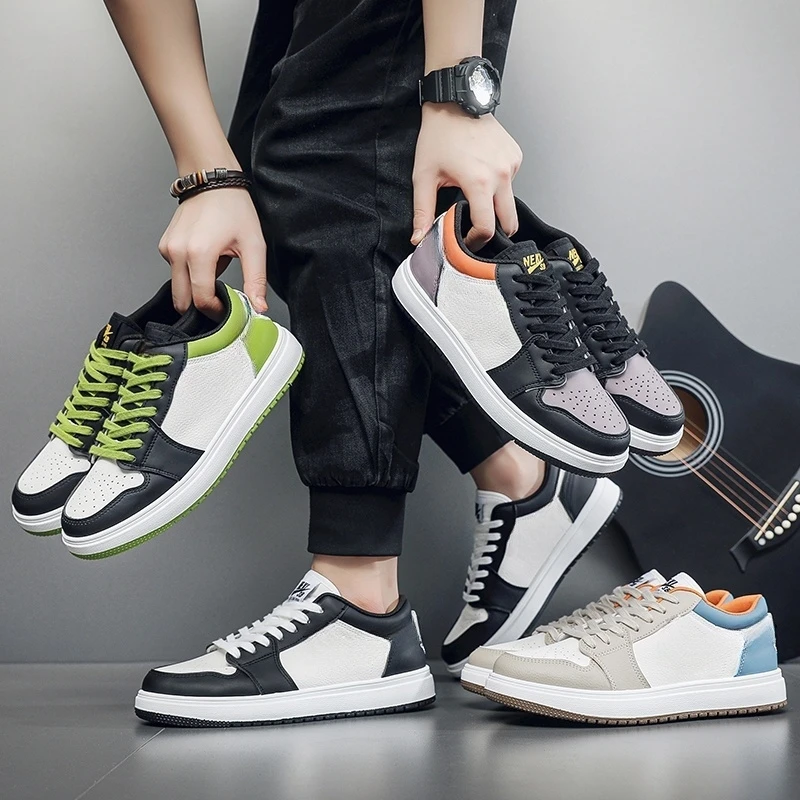 新款高品质男士休闲板鞋皮面透气百搭（偏小拍大一码）