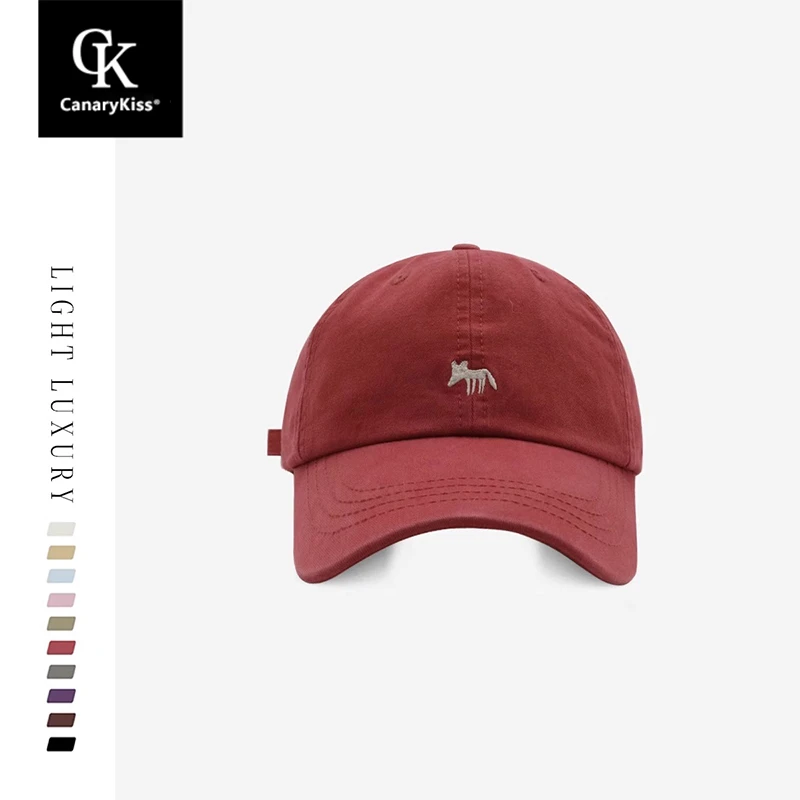CanaryKiss小狐狸刺绣棒球帽女显脸小韩版街头时尚秋冬鸭舌帽子