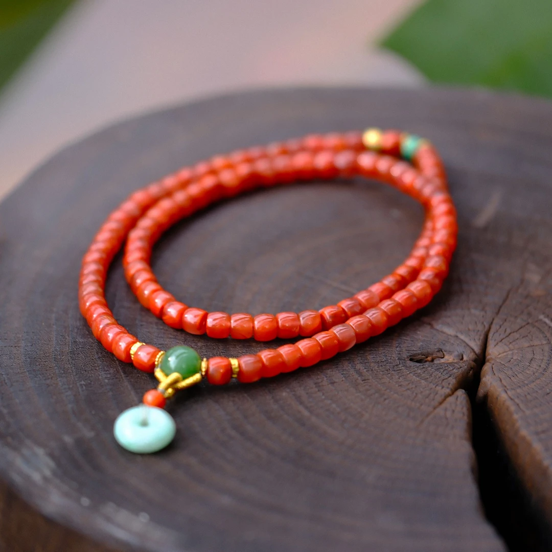 【沐姐珠宝】川料南红直切多圈多功能平安扣手链多样性发一/879