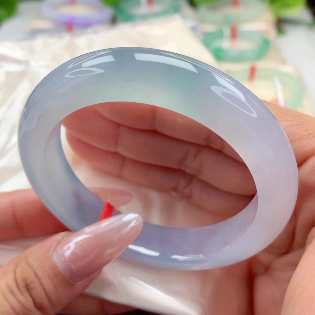 未镶嵌手镯翡翠55.3莫奈花园 厚庄起光 小柒