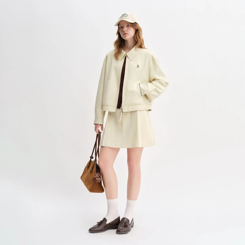 独束大码女装【琥珀流光】格纹拼接夹克时尚套装25DS83106/83271