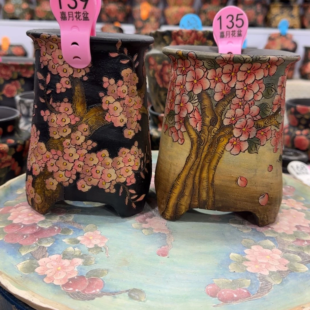 小***丹紫砂花盆精品多肉手绘花盆