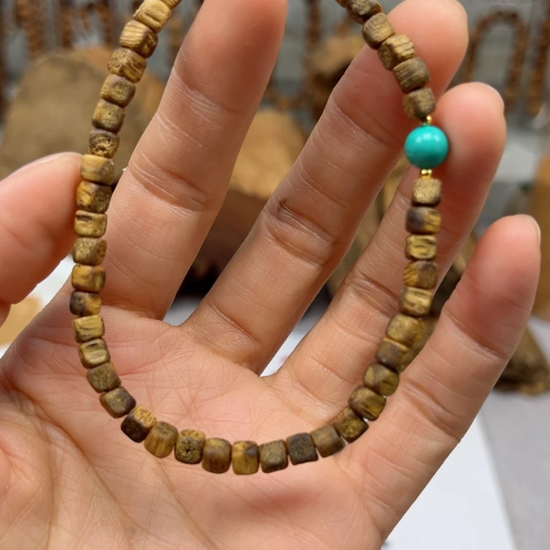 沉香手串棋南方糖珠搭配绿松石