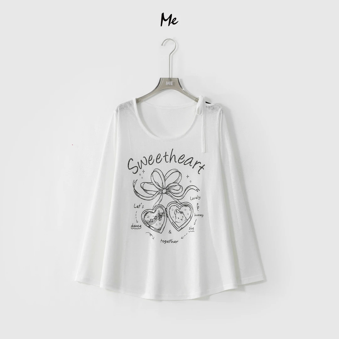 ME【甜心兔兔防晒大版T】天丝混纺涂鸦印花显瘦时尚百搭T恤MESS6021