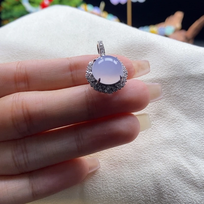 【闪购商品】翡翠颈饰18K金镶嵌冰粉蛋面吊坠