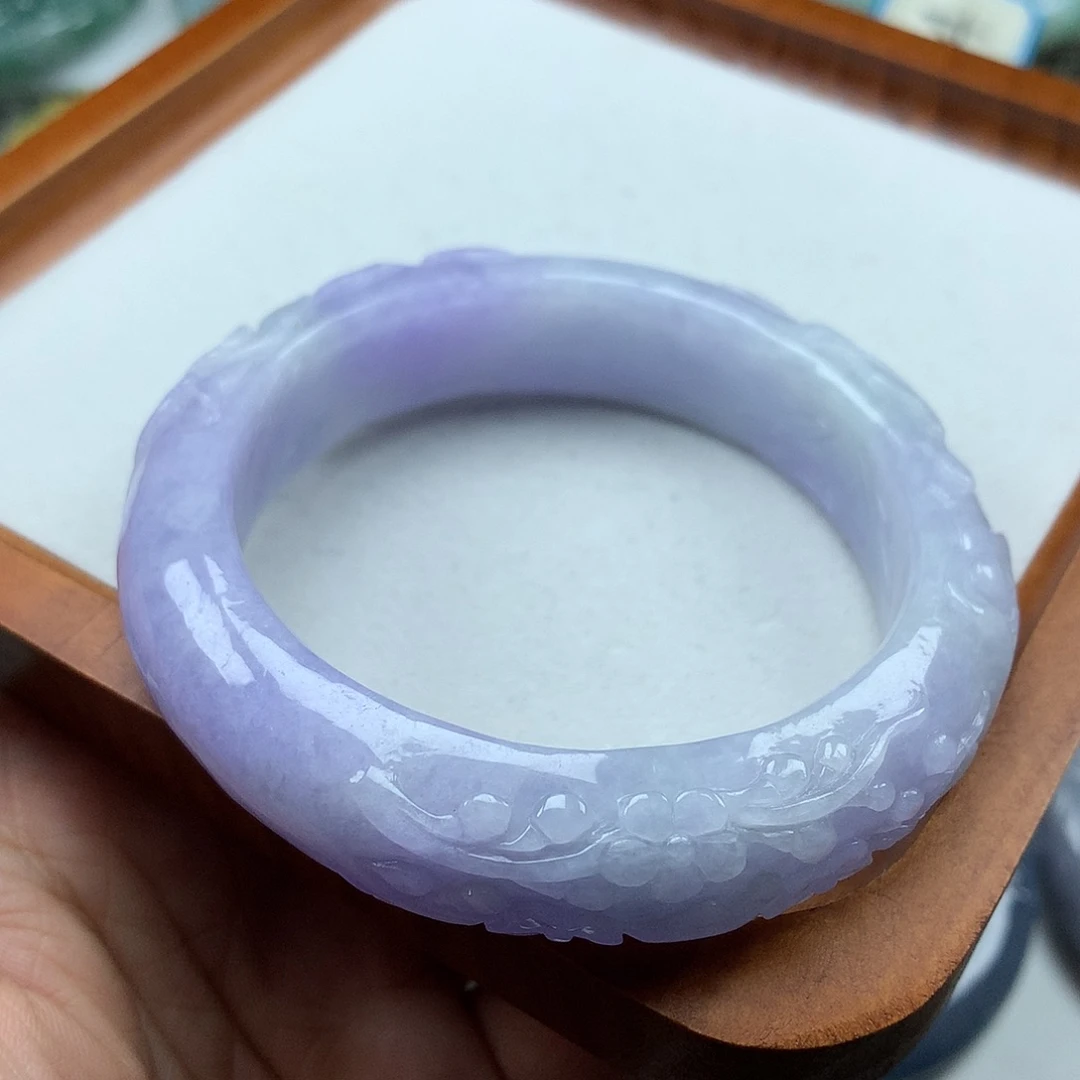 翡翠未镶嵌手镯复古风格61.4