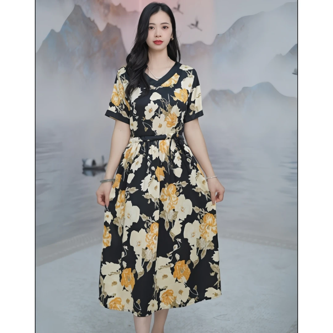 2540 高级感法式碎花裙子夏季时尚收腰显瘦印花女装连衣裙