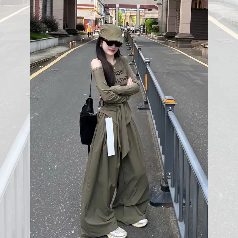 甜菜家大码巨好看的女绿色长袖防晒t恤罩衫入秋ootd穿搭两件套