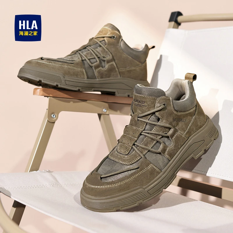 HLA/海澜之家男鞋新款四季复古高帮潮流靴子耐磨休闲工装靴舒适