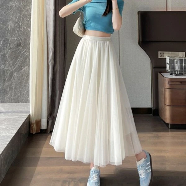 纱裙女半身裙夏春季长裙2025新款高端长款网纱垂感超仙蓬蓬半裙