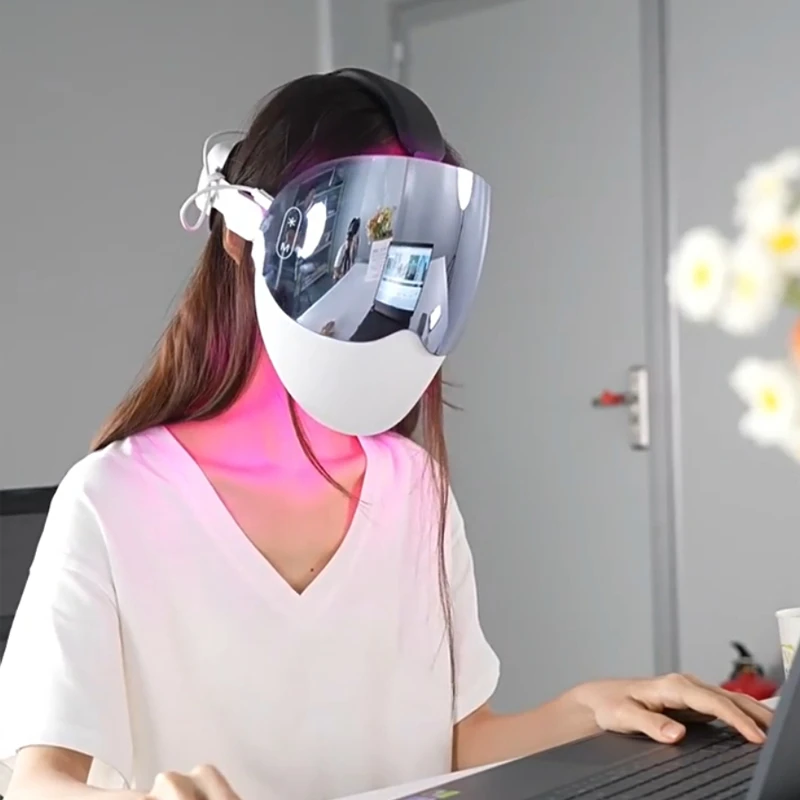 光子面罩美容仪面膜仪LED光疗红蓝光去黄亮肤抗痘修护充电式家用