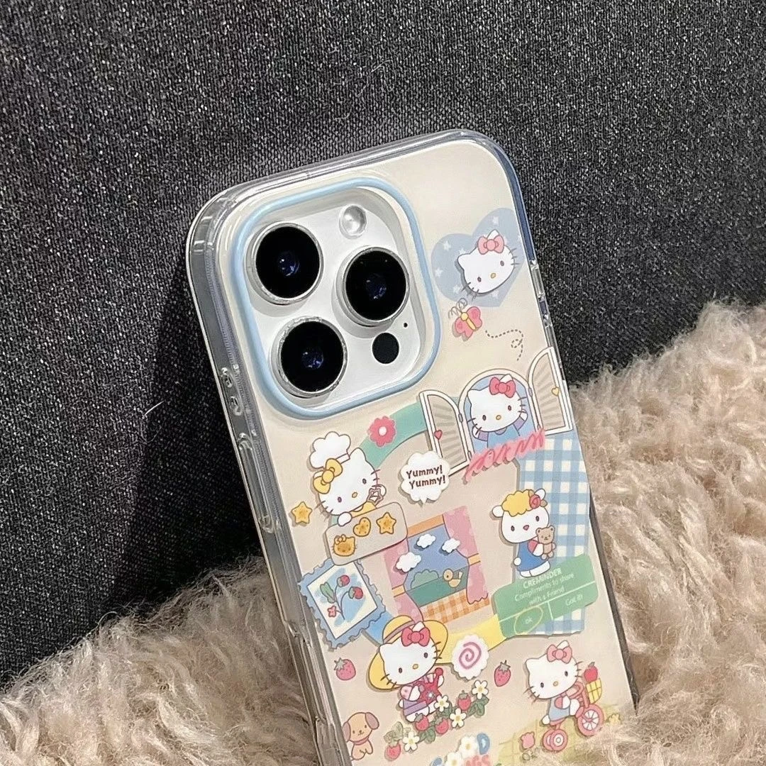 ins风厨师Kitty猫适用苹果16Promax手机壳iPhone1314保护套15大孔