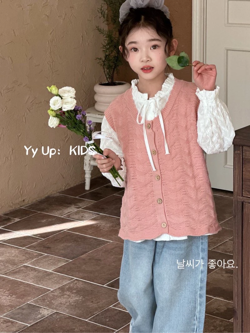 【春款特批】yyup女童新款大童韩版马甲衬衣两件套
