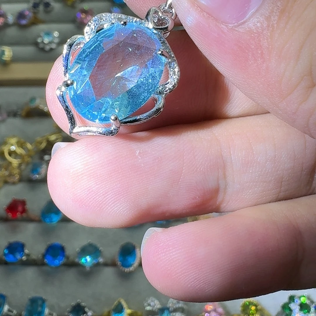 托帕石戒指银S925镶嵌