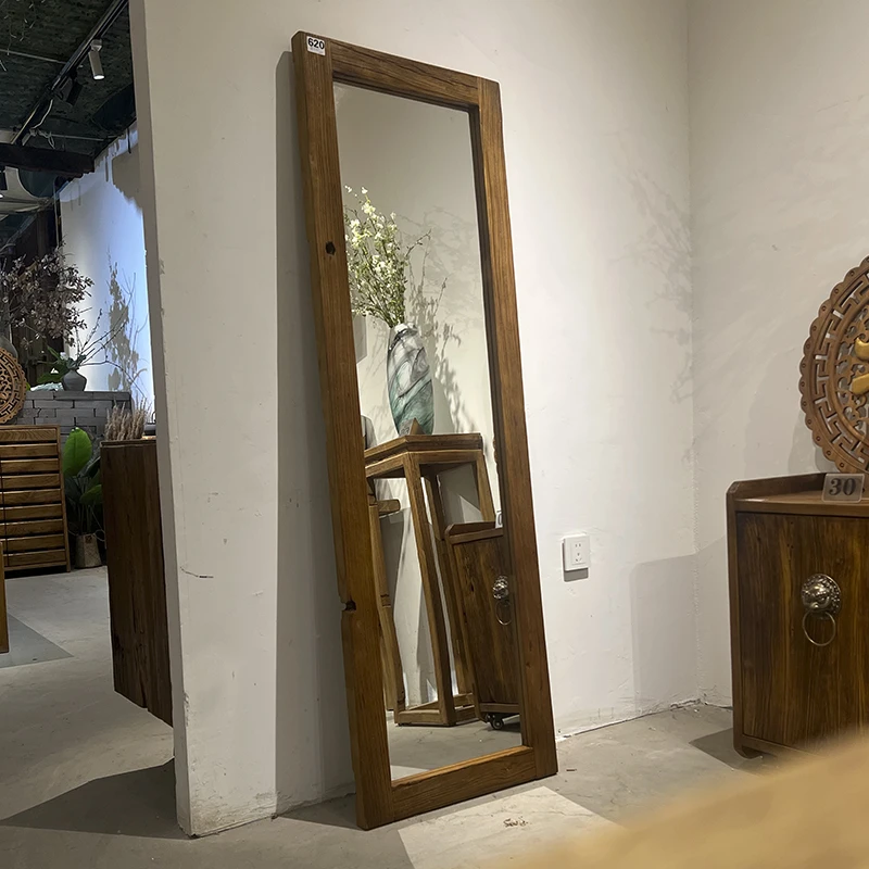 实木镜子全身镜落地镜家用女生卧室穿衣镜服装店试衣镜挂墙大镜子