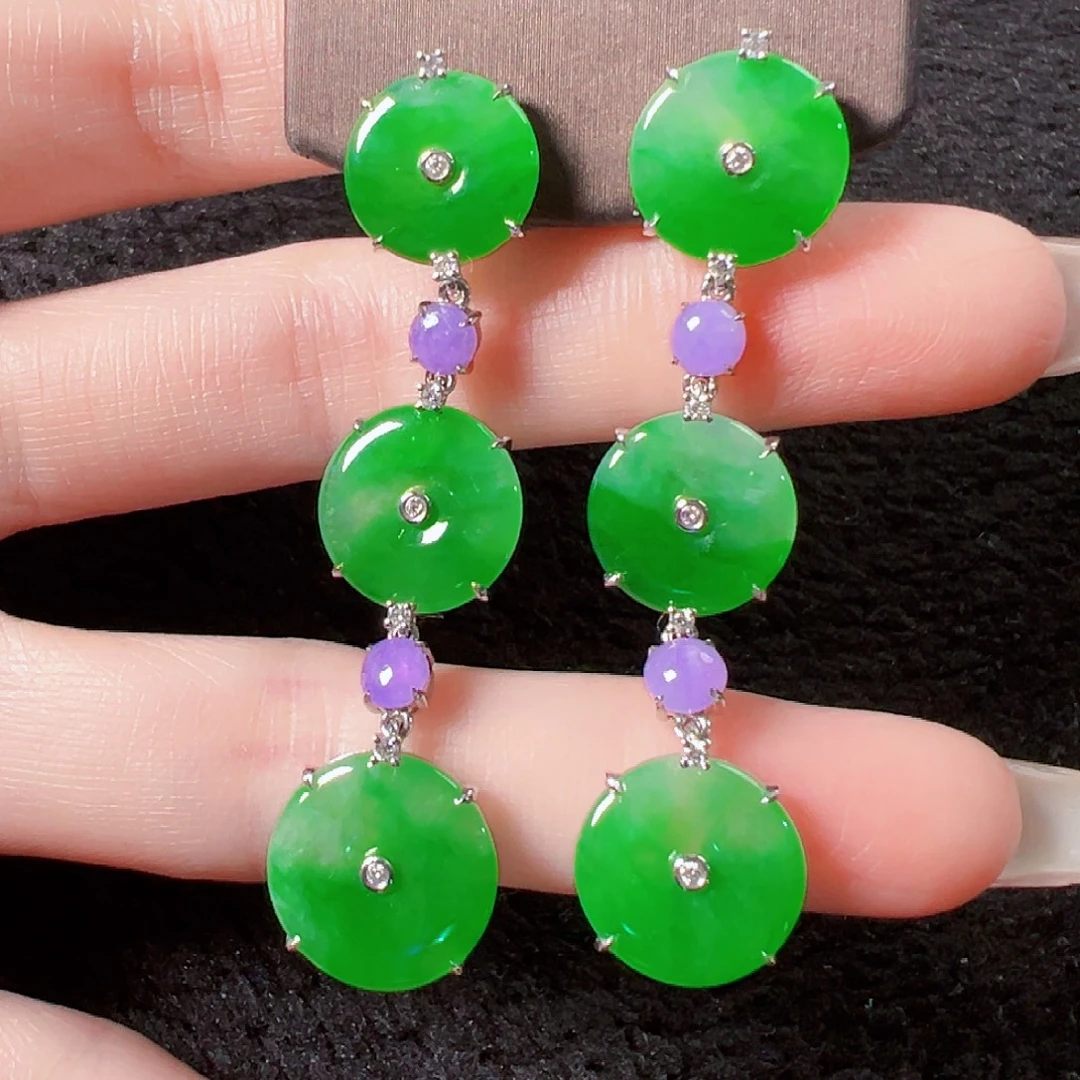 翡翠18K金镶嵌耳饰签收后24小时鉴赏期，过时不退