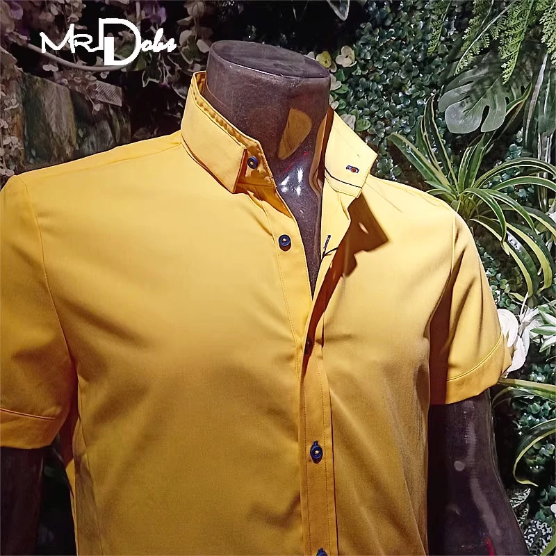 度比古卡夏季雅痞时尚商务休闲短袖衬衫韩系修身痞帅型男高级感